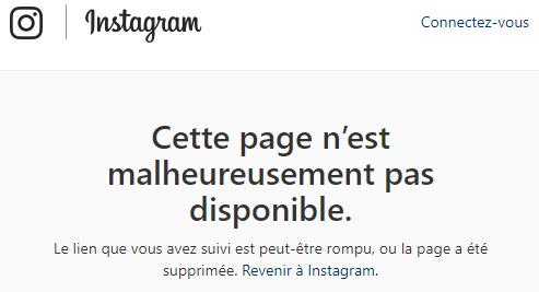 message d'erreur Instagram