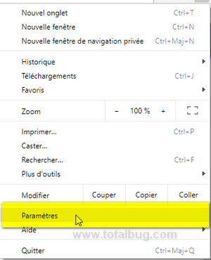 parametres de Chrome
