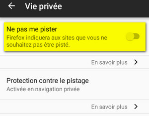 ne pas me pister sur firefox mobile