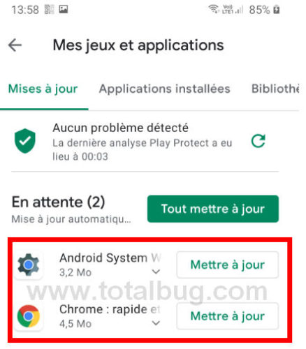 solution bug android mars 2021