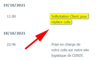 Sollicitation client pour replace colis