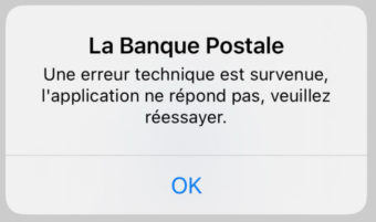 Banque postale erreur technique application